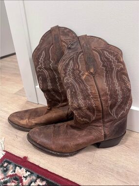 J.B. Dillon Tan Leather Cowboy Boots Interior Label View